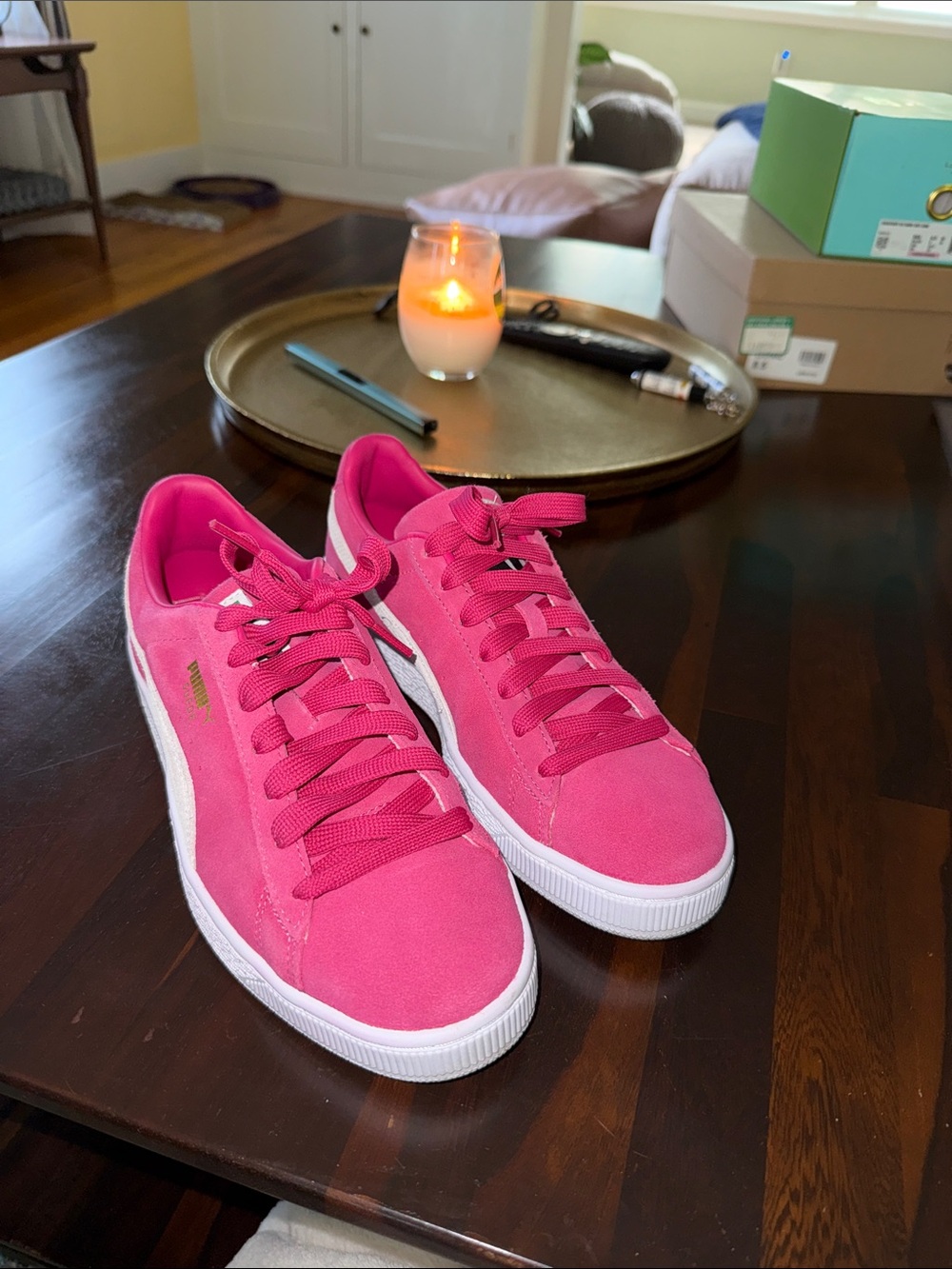 Puma Pink Suede Low-Top Sneakers